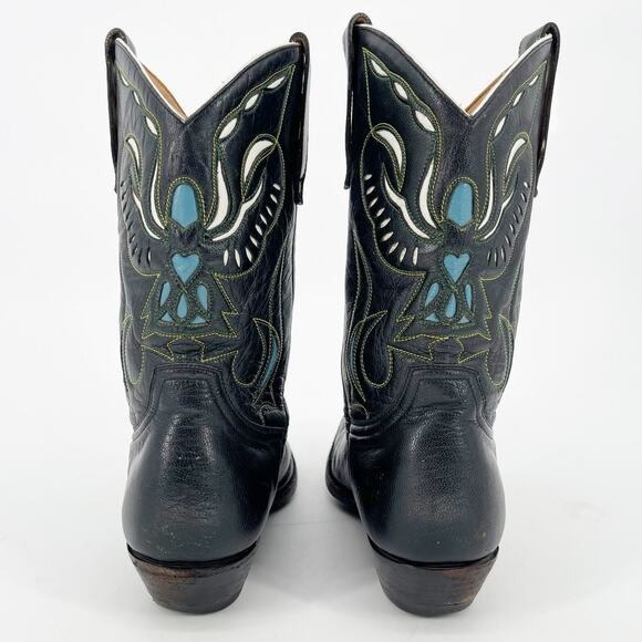 Vintage Y2K Old Gringo Angel Black Blue Short PeeWee Western Cowgirl Boot size 8 - Picture 7 of 10